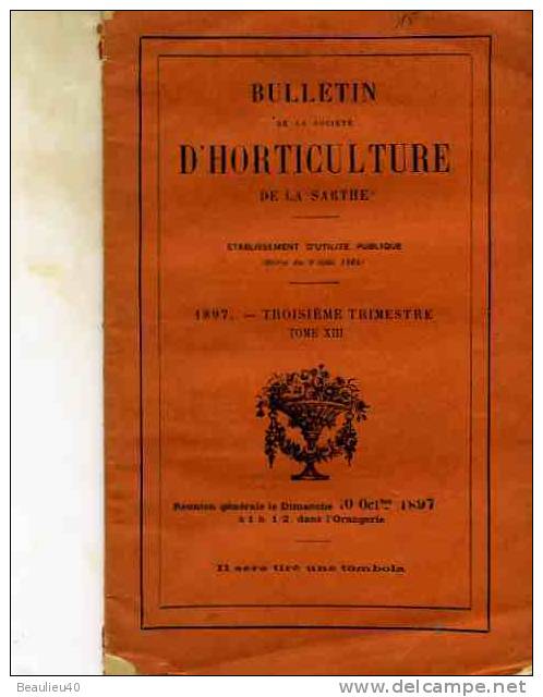 BULLETIN DE LA SOCIÉTÉ D\'HOTICULTURE DE LA SARTHE, TROISIÈME TRIMESTRE TOME XIII - Autres & Non Classés