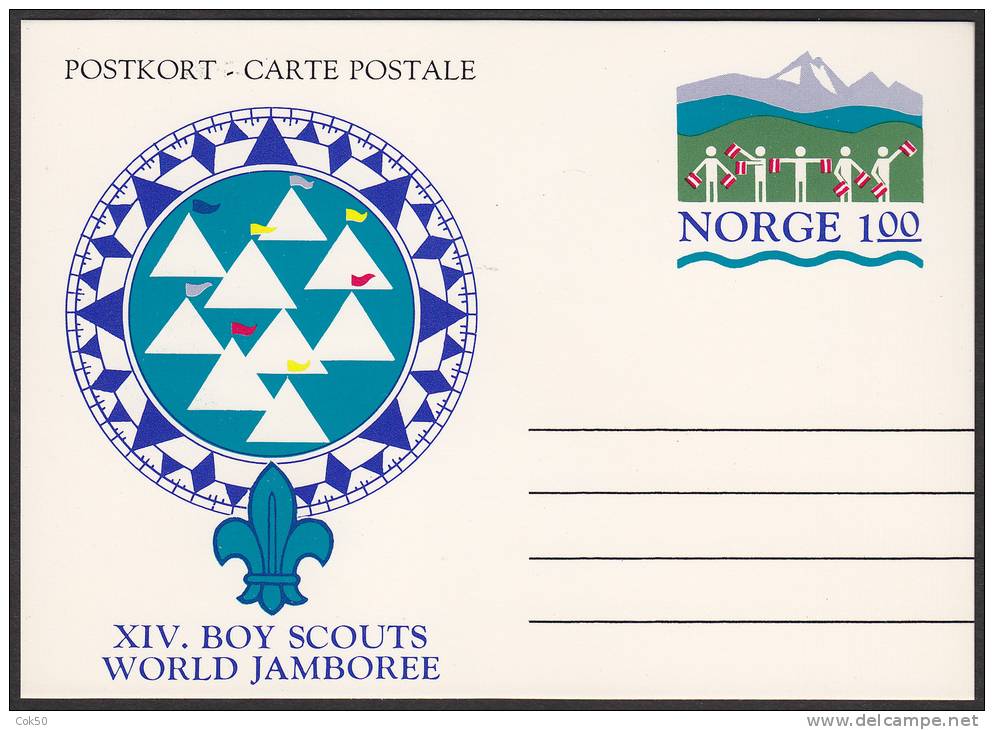 NORWAY - XIV.Boy Scouts World Jamboree «Nordjamb 75» Lillehammer. Perfect Mint Postcard. - Postal Stationery