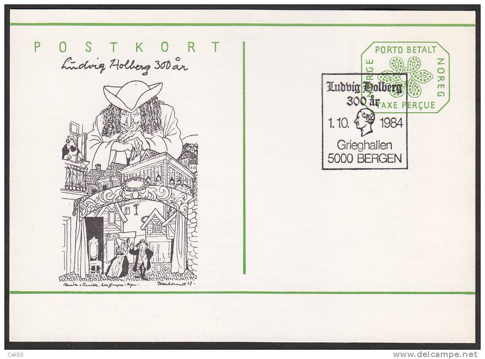 NORWAY - Bergen 1984.10.01 «Ludvig Holberg 300 Years Anniversary» Perfect Special Postcard - Postal Stationery