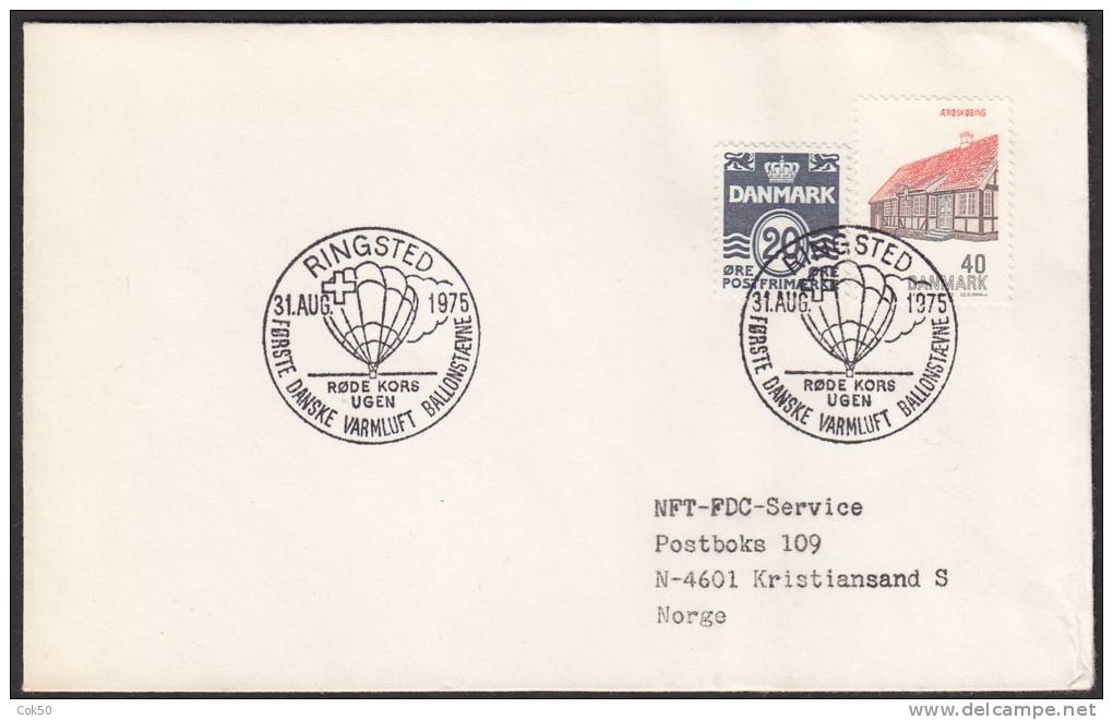 DENMARK - «First Danish Hot Air Balloon Fair» Ringsted 1975 - Red Cross Week. Very Nice Cover. - Tarjetas – Máximo