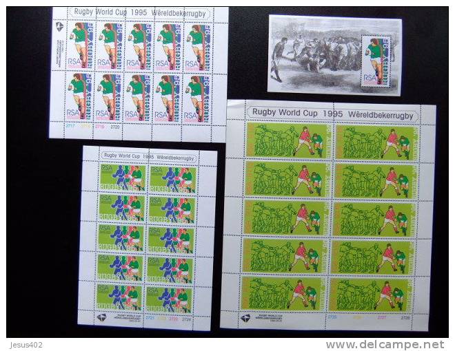 AFRICA Del SUR 1995 RUGBY WORLD CUP TOURNAMENT 1995 SHEET OF 10 STAMPS - Rugby