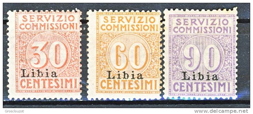 Libia 1915 Servizio Commissioni Serie 72 N. 1-3 MNH Cat. € 300 - Libia