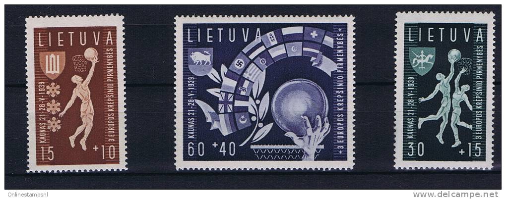 Lituania Michel Nr 429 - 431  , MNH / ** 1939, Perforated, Basketball - Lithuania