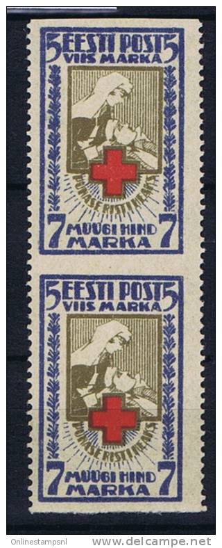 Eesti, Estland Mi 30A  Uw, Waagerecht Ungezähnt, Hor. Imperforated, As Pair , 1x MNH/**, 1x MH/*, RRR - Estland