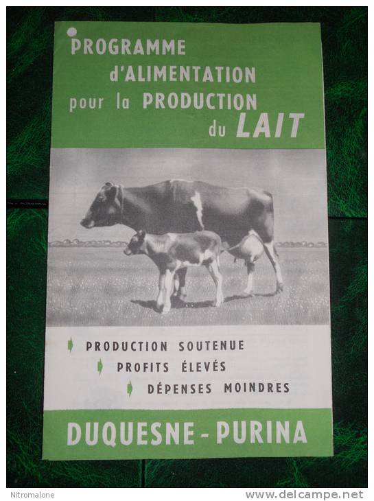 BROCHURE - Programme D'alimentation Pour La Production Du Lait - DUQUESNE-PURINA - Non Classés