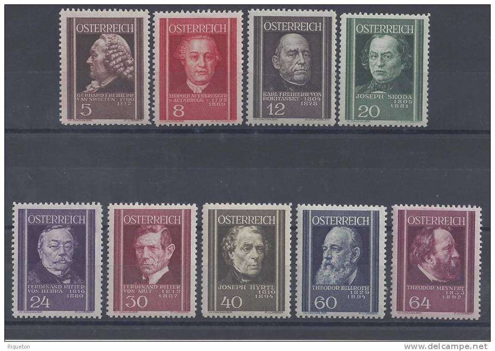 AUTRICHE -  1937 -  SERIE DES MEDECINS  -  N° 506 à  514  -   X  -   TTB  - - Unused Stamps