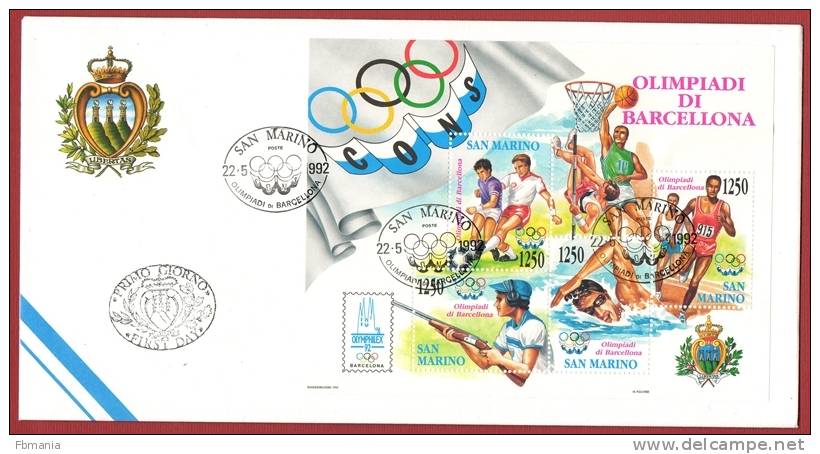 San Marino 1992 - FDC Azienda Autonoma Di Stato Olimpiadi Di Barcellona - FDC