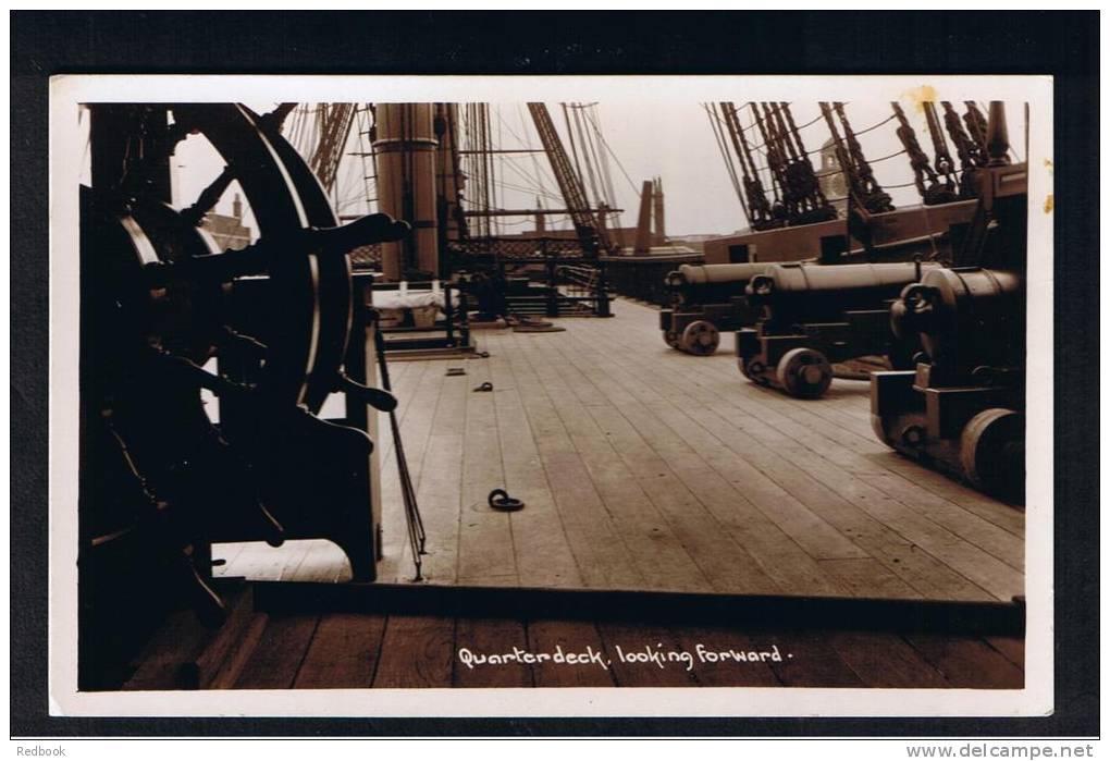 RB 925 - Real Photo Postcard - H.M.S. Victory Portsmouth - Quarterdeck Looking Forward - Warships