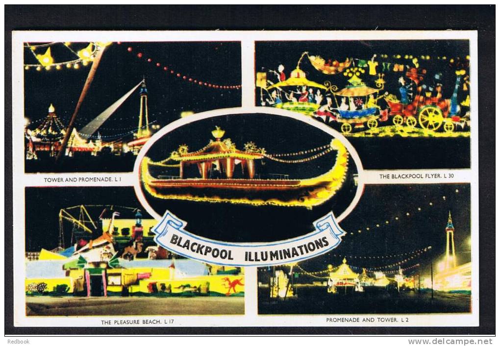 RB 925 - Blackpool Illuminations Multiview Postcard - Lancashire - Blackpool