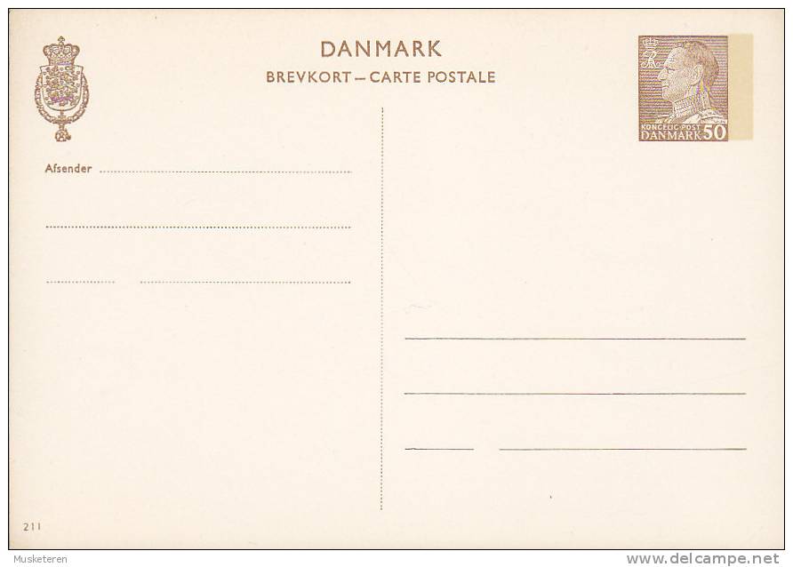 Denmark Postal Stationery Ganzsache Entier 50 Øre King Frederik IX. (211) Mint Card - Ganzsachen