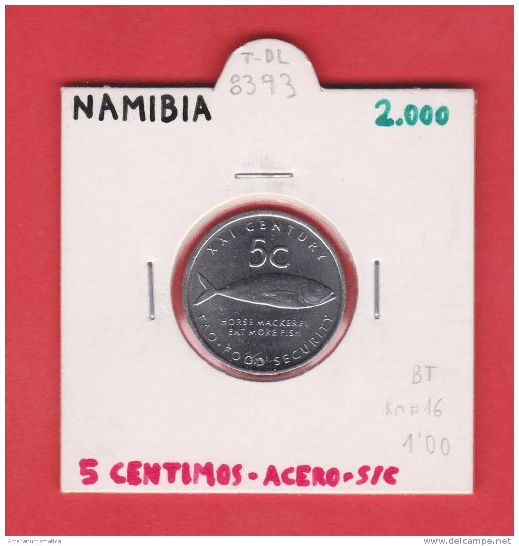 NAMIBIA  5  CENTIMOS  2.000  Acero   KM#16   SC/UNC      T-DL-8393 - Namibia