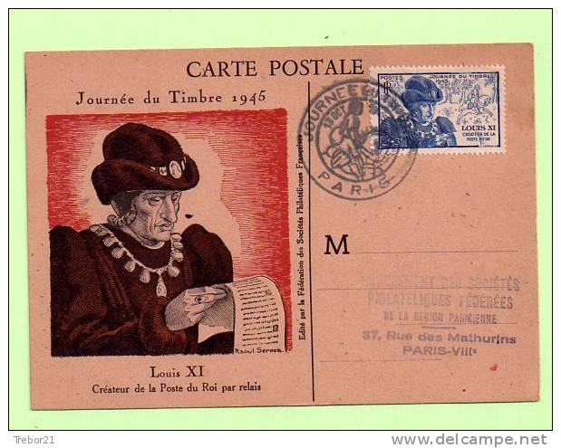 CARTES 1° JOUR. 1945  -   LOUIS XI--PARIS - ....-1949