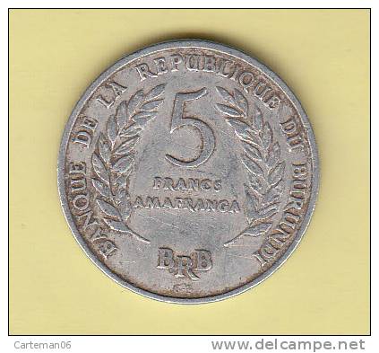 Pièce - Banque De La République Du Burundi - 5 Francs - 1968 - Burundi