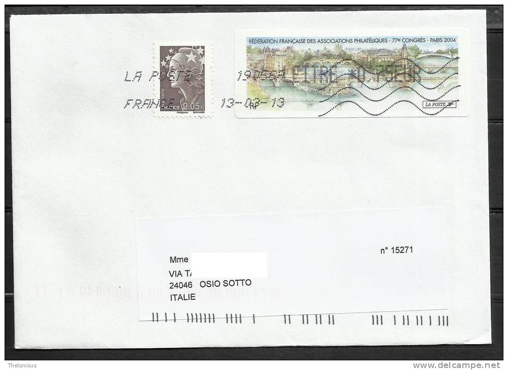 # Lettera Dalla Francia A Osio Sotto (BG) Italia - 1999-2009 Viñetas De Franqueo Illustradas