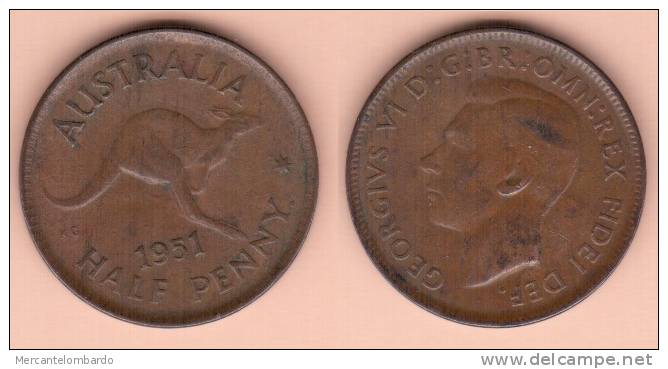 MONETA DA 1/2 PENNY DEL 1951 AUSTRALIA IN BRONZO COME DA IMMAGINE - ½ Penny