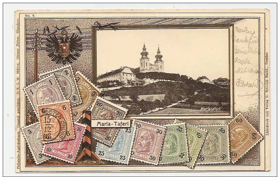 AUSTRIA Lot 2 Postcards Views MARIA TAFERL & ROSENBURG (Niederösterreich) + Printed Stamps (briefmarken Motiv) - Altri & Non Classificati