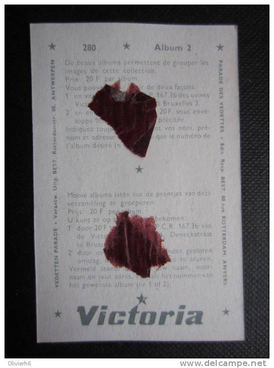 CHROMO Chocolat VICTORIA (M33) PARADE DES VEDETTES (2 Vues) N° 280 Lino VENTURA Cinéma - Victoria
