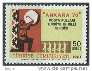 Turquia 1970 Scott 1856 Sello ** Arte Folklorico EXPO Filatelic Ankara Turco Michel 2183Zf Turkey Stamps Timbre Turquie - Oblitérés