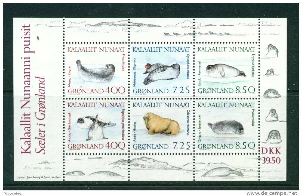 GREENLAND - 1991 Marine Mammals Miniature Sheet 39k50 Unmounted Mint - Blocks & Sheetlets