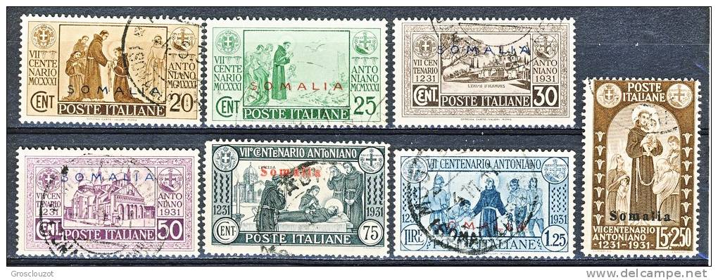 Somalia 1931 S Antonio N. 158-164 Usati (valori Alti Firmati) Cat. € 225 - Somalia