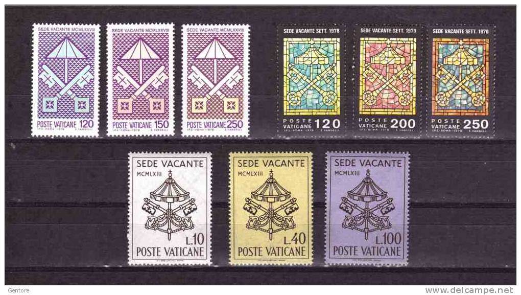 VATICAN CITY  3 Set Of The  Vacant See 1963-1978-1978  Absolutely Perfect MNH ** - Autres & Non Classés