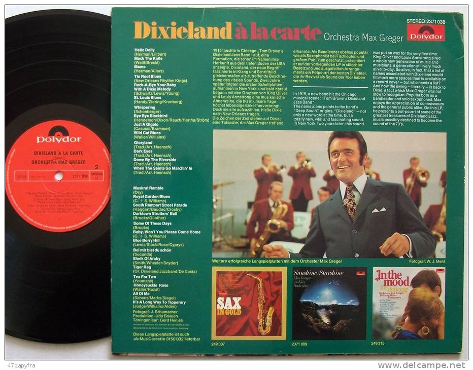 LP Original DIXIELAND à La Carte Orchestra Max Greger Hello Dolly Excellent état EX / EX - Blues