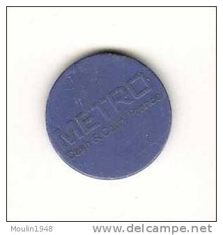 Jeton Caddie  Supermarche Metro Plastique Bleu Utilisé - Trolley Token/Shopping Trolley Chip