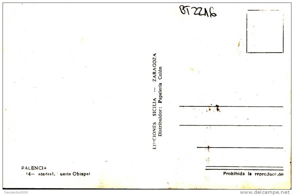 BT2216 Palencia Catedral Puerta Obispal    2 Scans - Palencia