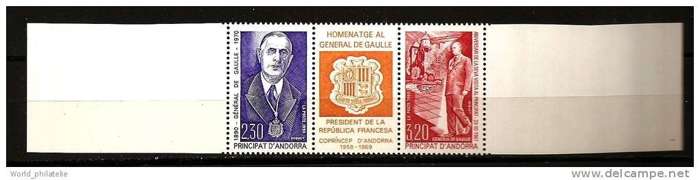 Andorre Français 1990 N° 398 / 9 Ou 399A ** Général, Charles De Gaulle, Président, France, Maison, Armoiries, Vaches - Ungebraucht