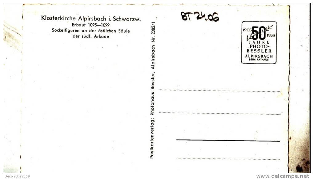 BT2406 Erbaut Sockelfiguren An Der Ostlichen Saule  Klosterkirche Alpirsbach I Schwarzw       2 Scans - Alpirsbach