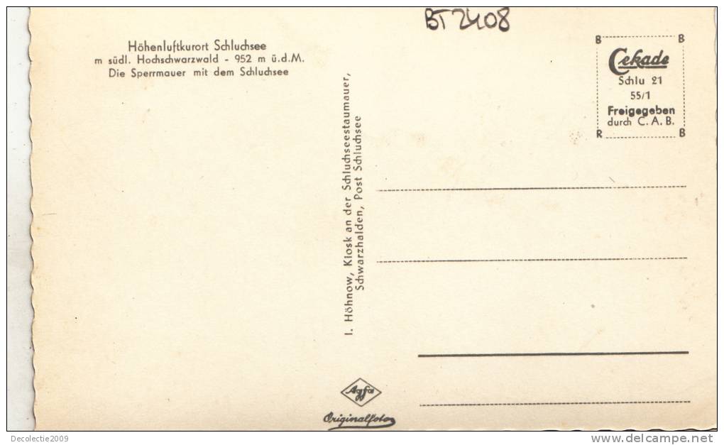 BT2408  Hohenluftkurort Schluchesee      2 Scans - Schluchsee