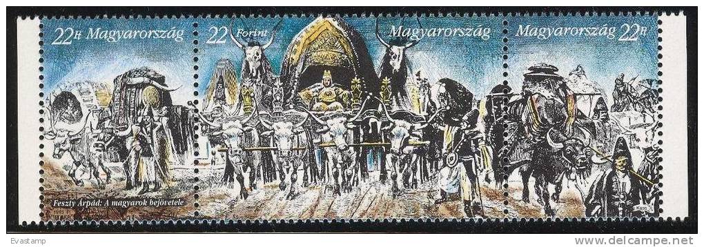 HUNGARY - 1995. Strip - Feszty Panorama II./ Painting/Art/ MNH!!! Mi:4327-4329. - Unused Stamps