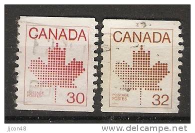 Canada  1982-83  Canadian Maple Leaf Emblem   (o) - Coil Stamps