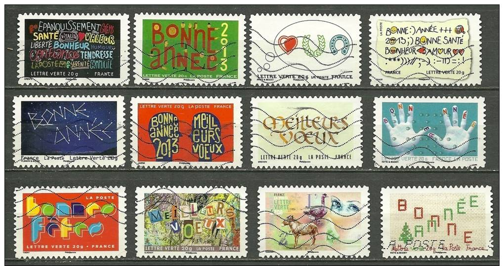 France 2012  Série Meilleurs Voeux 2012  12 Timbres  Oblitérés - Gebruikt