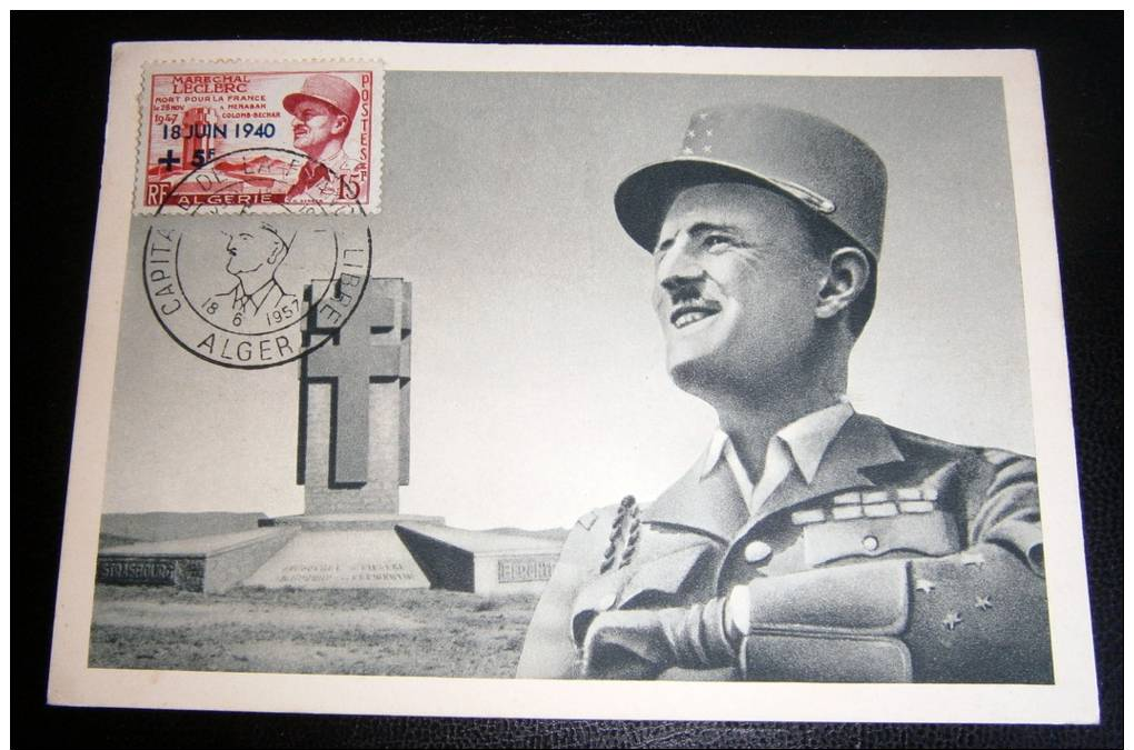 £££ ALGERIE - Carte - Maréchal Leclerc - Mort Pour La FRANCE - 18 - 6 - 1957 - Sonstige & Ohne Zuordnung