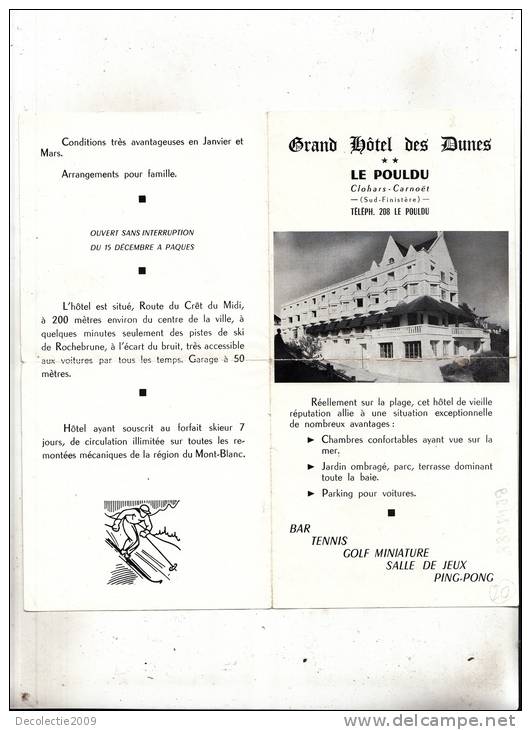 Br45088 Clohars Carnoet Finistere Grand Hotel Des Dunes Megeve Hotel "les Mousotis" Depliant Format 10x25 Cm 2 Scans - Clohars-Carnoët