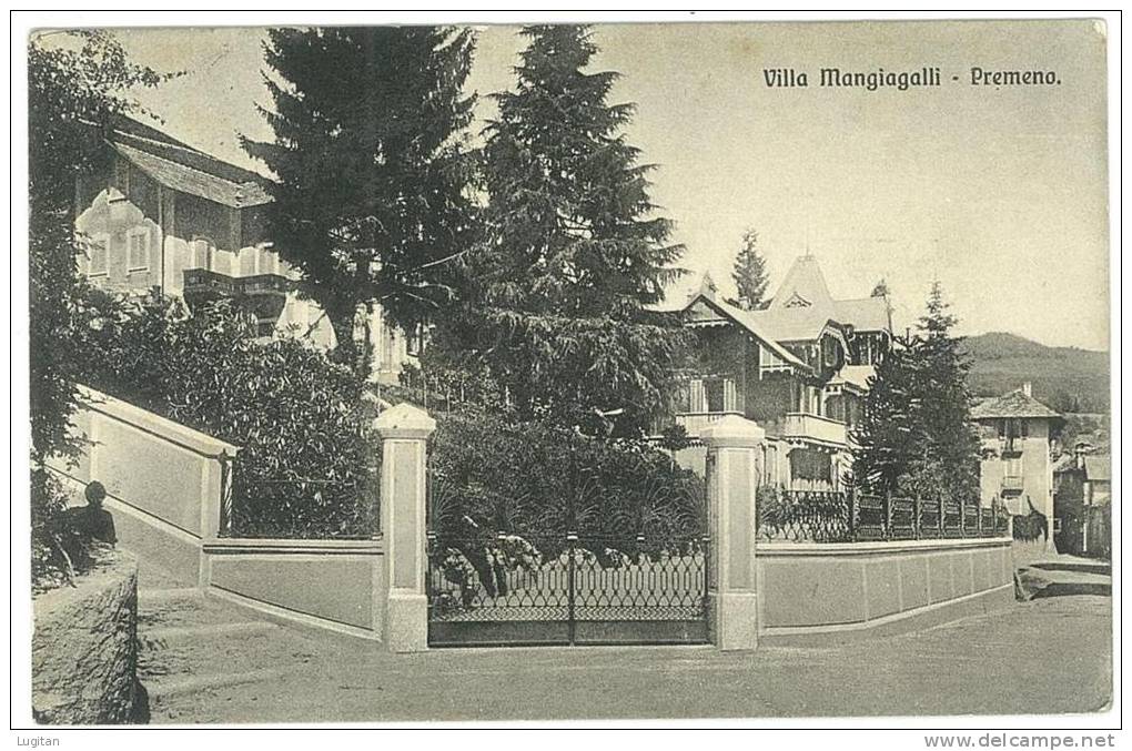 CARTOLINA - PREMENO  - VILLA MANGIAGALLI   - VIAGGIATA NEL 1913 - Verbania