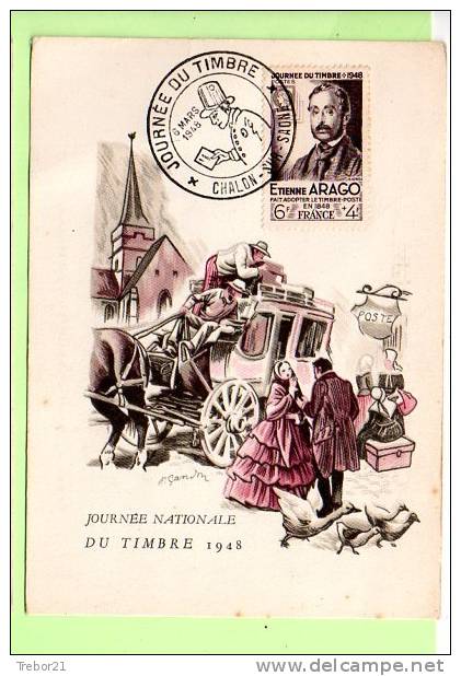 CARTE 1° JOUR  _  Journée Du Timbre1948  ARAGO-CHALON-SUR-SAÔNE - ....-1949