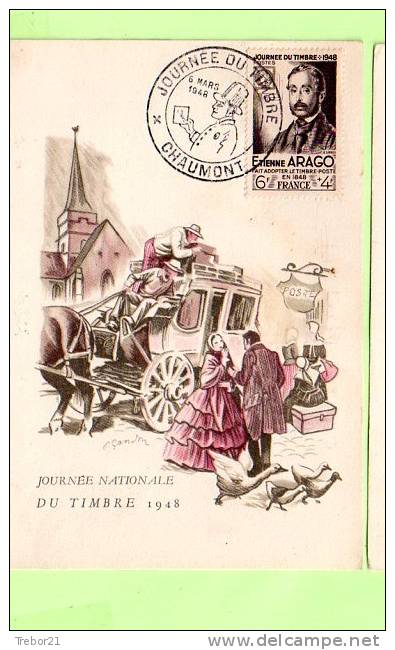 CARTE 1° JOUR  _  Journée Du Timbre1948  ARAGO  - CHAUMONT - ....-1949