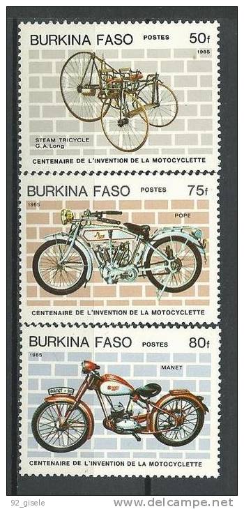 Burkina YT 653 à 655 " Série Motocyclette, 3 TP " 1985 Neuf ** - Burkina Faso (1984-...)