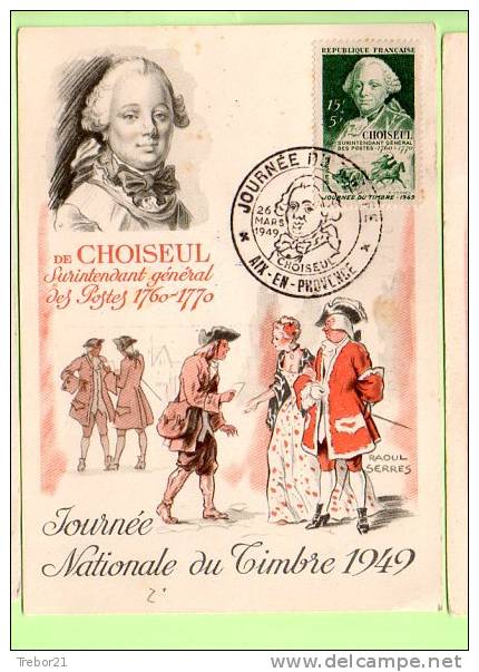 CARTE 1° JOUR  _  Journée Du Timbre 1948   - CHOISEUL  - CHALON/SAÔNE - ....-1949