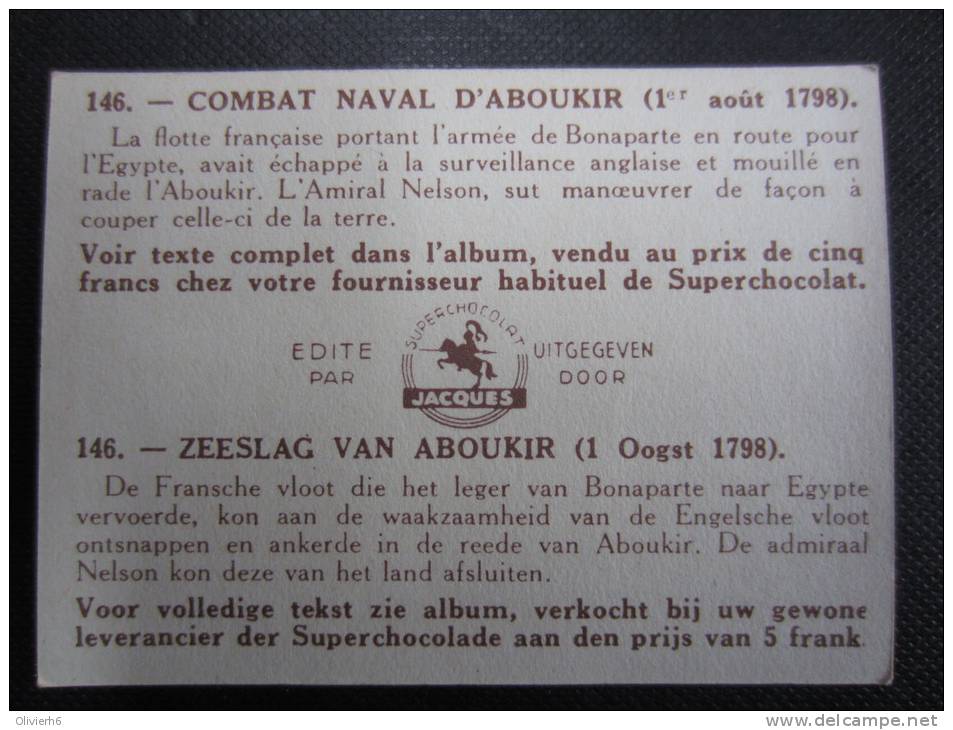 CHROMO Chocolat JACQUES (M33) MARINE DE GUERRE OORLOGSVLOOT (2 Vues) N° 146 Combat Naval D'Aboukir (01/08/1798) - Jacques