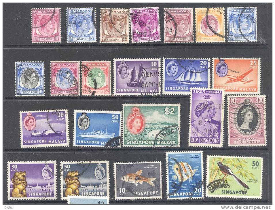 SINGAPORE, 1948-1960s Collection To $2 (4), Cat &pound;28 VFU (2 Scans!) - Singapore (...-1959)