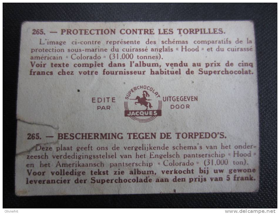 CHROMO Chocolat JACQUES (M33) MARINE DE GUERRE OORLOGSVLOOT (2 Vues) N° 265 Protection Contre Les Torpilles - Jacques