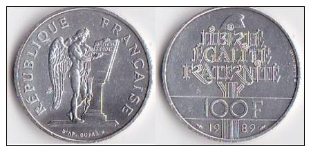 SUPERBE ET ASSEZ RARE---PIECE 100 FRANCS ARGENT 1989 "Droits De L´homme"---ETAT : SUP//SPL - Autres & Non Classés