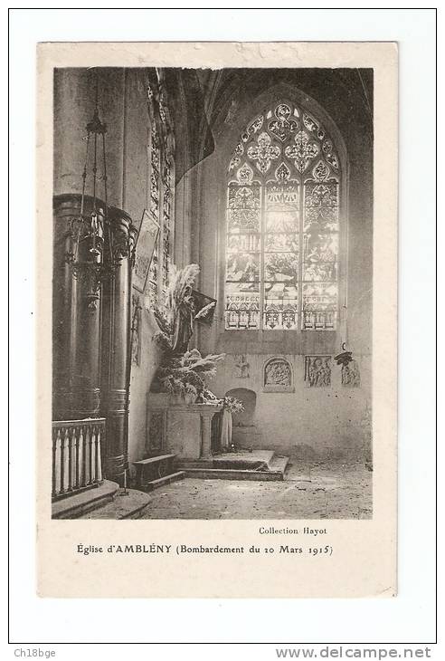 CPA :02 - Amblény : Eglise D'Amblény : Intérieur : Vitrail , Petit Autel - Oorlog 1914-18