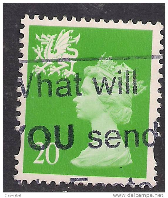 WALES GB 1997 - 98 20p Bright Green Used Machin Stamp No P On Value SG W79.( K514 ) - Pays De Galles