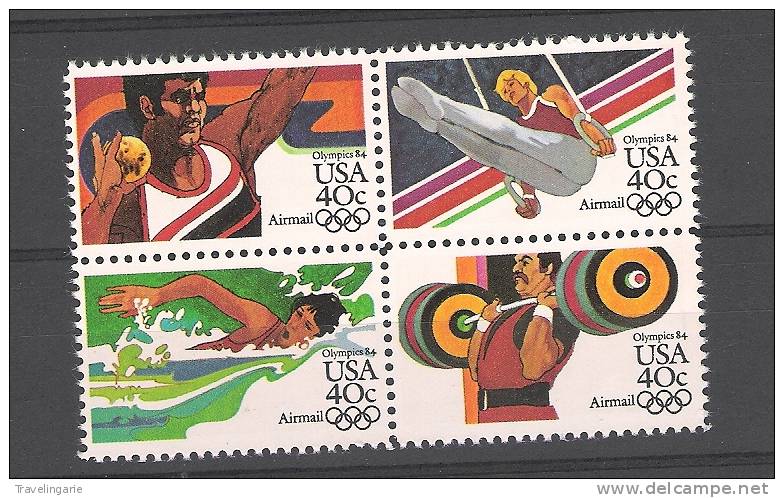 USA Atlanta 1984 Airmail Bloc Of 4 YV PA 95/8t MNH - Ete 1984: Los Angeles