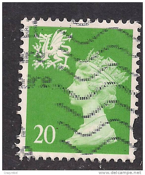 WALES GB 1997 - 98 20p Bright Green Used Machin Stamp No P On Value SG W79.( K516 ) - Pays De Galles