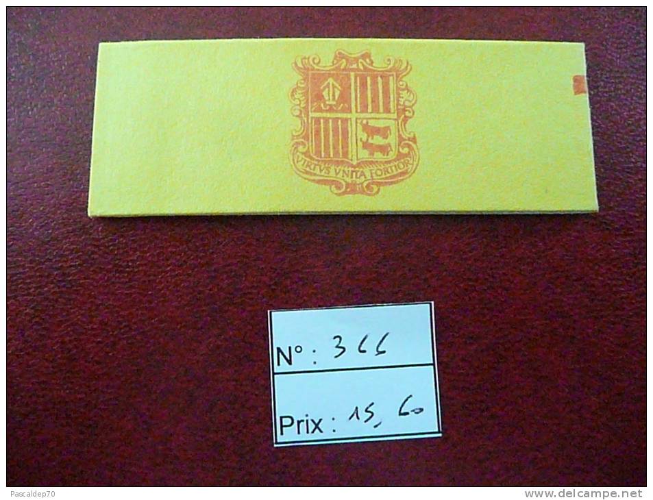 Timbre ANDORRE - Carnet "Blason D´Andorre" N° 366  - Neuf - Catalogue : YVERT & TELLIER 2013 - Carnets